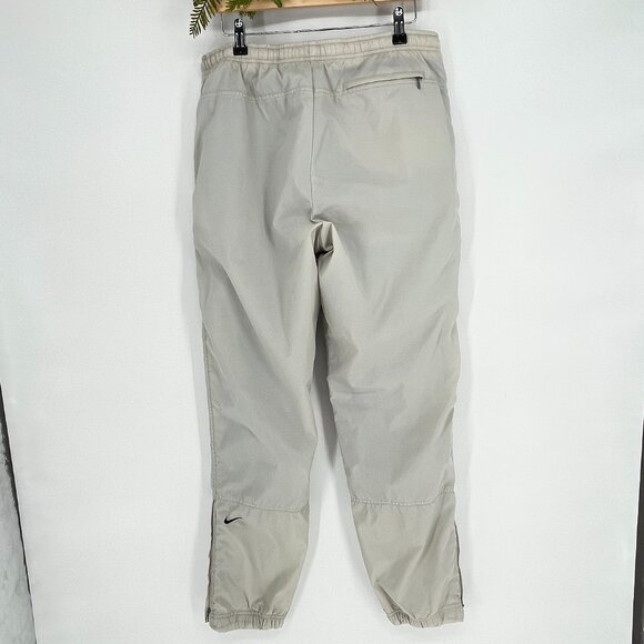 Vintage Nike Track Pants Womens Small Windbreaker Grey Lined Baggy Y2K Cream 90s - Picture 3 of 13